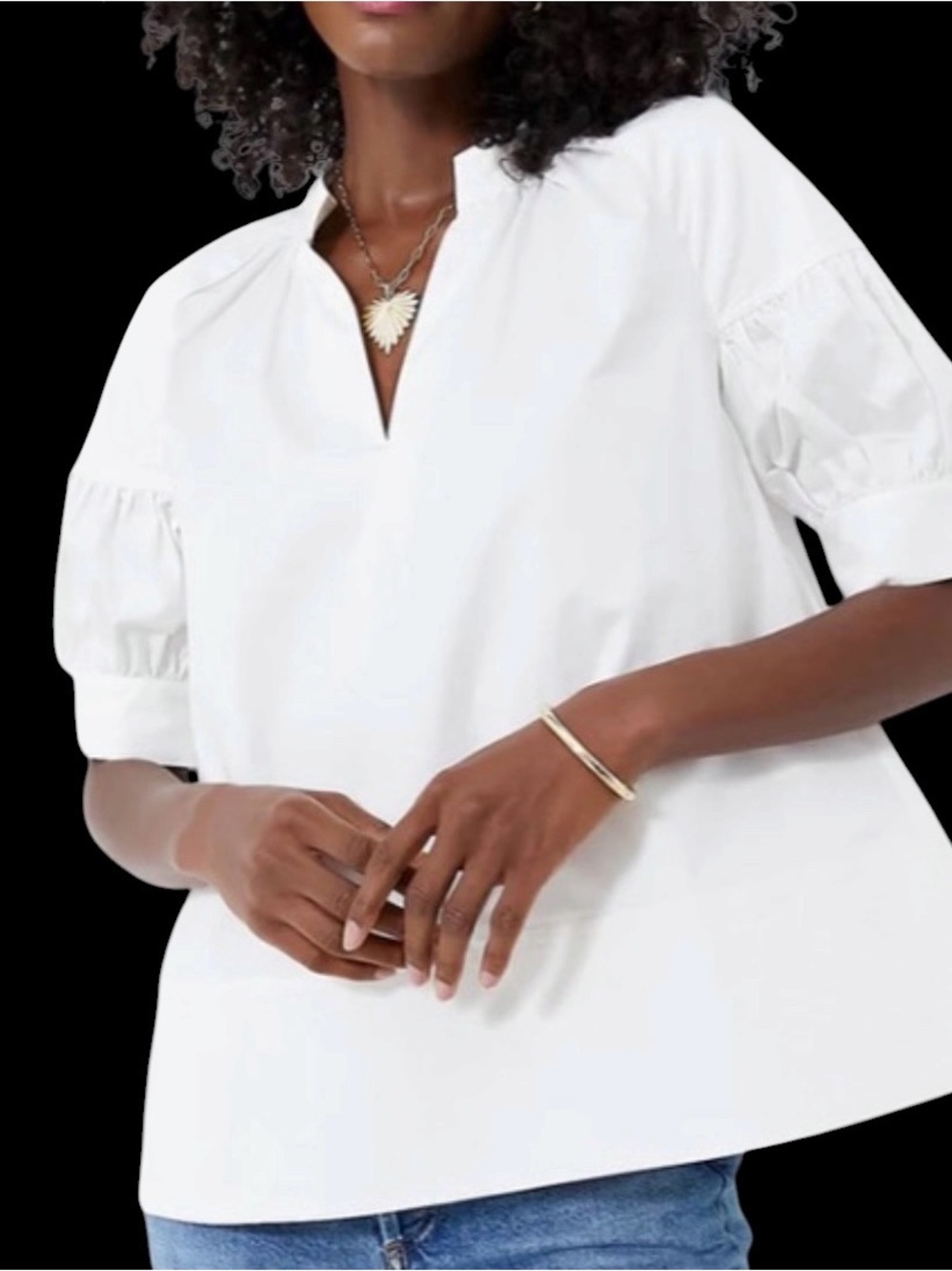 Tuckernuck Ruthie Blouse white puff button sleeves XXL